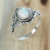 White Fire Opal Engagement Ring Big Oval Stone Wedding Bands Rings For Women Antique Silver Color Party Jewelry Birthstone Gifts