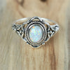White Fire Opal Engagement Ring Big Oval Stone Wedding Bands Rings For Women Antique Silver Color Party Jewelry Birthstone Gifts
