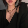 Women Choker Necklace Double Layer Beads Necklace Gift for Friend Silver Color Geometric Necklace   Collar Jewelry