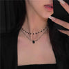 Women Choker Necklace Double Layer Beads Necklace Gift for Friend Silver Color Geometric Necklace   Collar Jewelry