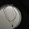 Women Choker Necklace Double Layer Beads Necklace Gift for Friend Silver Color Geometric Necklace   Collar Jewelry