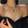 Women Choker Necklace Double Layer Beads Necklace Gift for Friend Silver Color Geometric Necklace   Collar Jewelry
