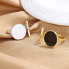 Women's  Geometric Open Rings Accessory Black/White Round Epoxy Glossy Disk Female Trendy Golden Ring Jewelry  Gifts