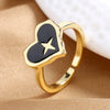 Women's  Geometric Open Rings Accessory Black/White Round Epoxy Glossy Disk Female Trendy Golden Ring Jewelry  Gifts