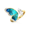 Women's Ring Adjustble With Blue Butterfly  Rings Female Romantic Birthday Elegent Gift Simple Gilr Jewelry  A3M465