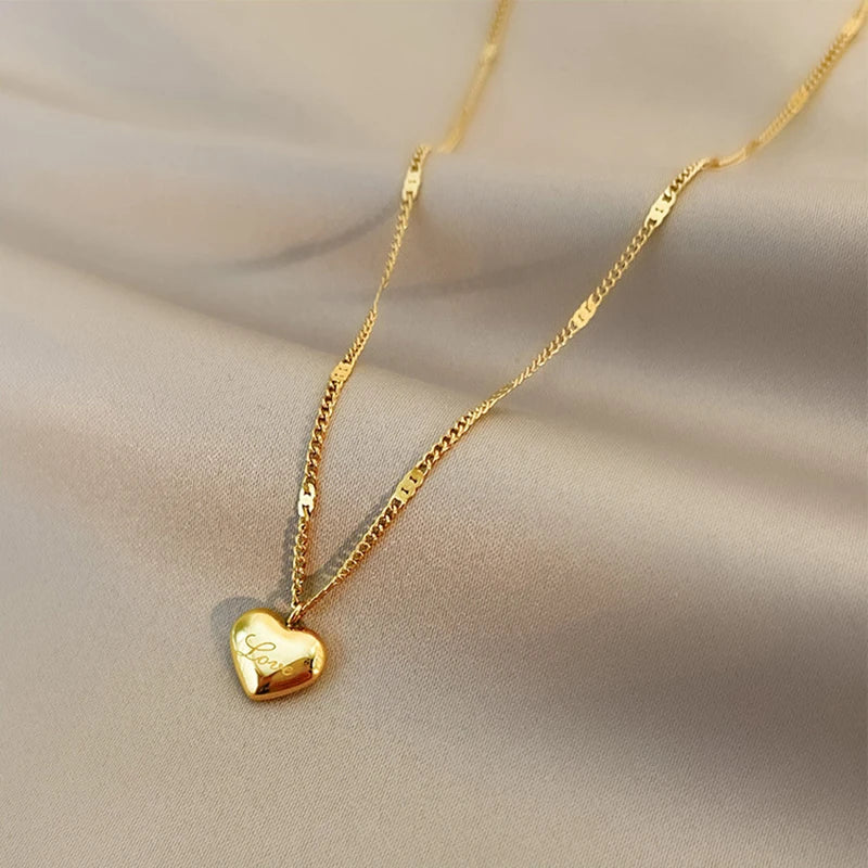 XIYANIKE 316L Stainless Steel Gold Color Love Heart Necklaces For Women Chokers 2021Trend  Festival Party Gift Jewelry