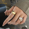 XIYANIKE Silver Color  Trend Creative  Love Heart Shaped Gold Ring Light   Metallic Texture Girls Jewelry Couple