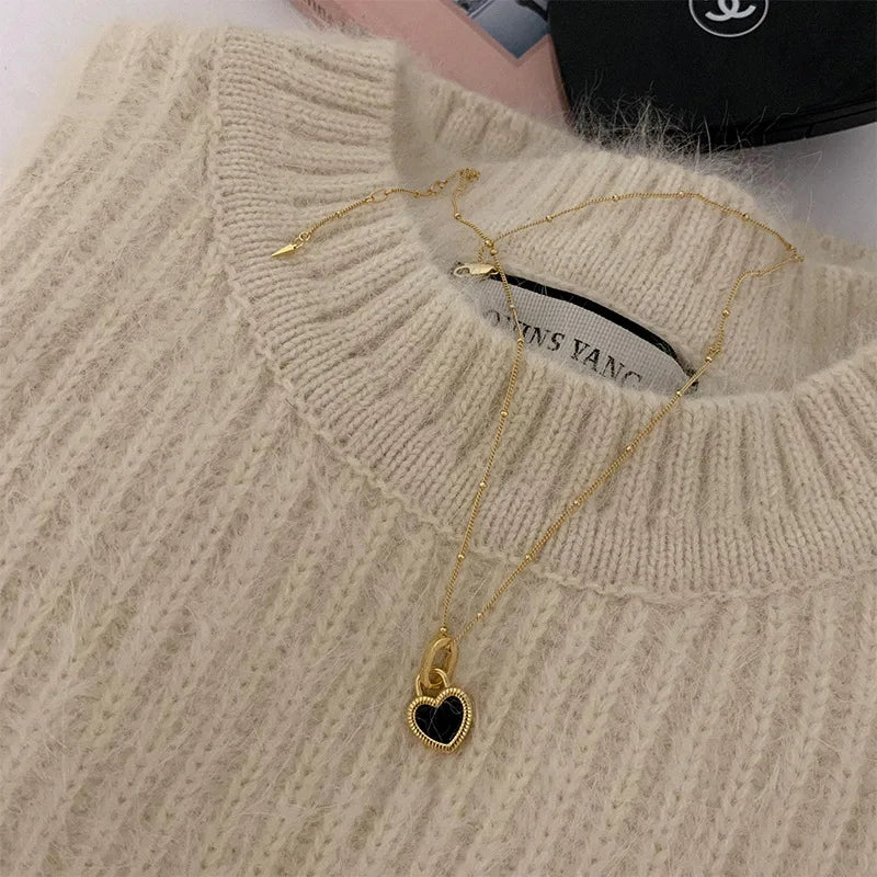 XIYANIKE Vintage Double Sided Heart Pendant Necklace For Women Girl Clavicle Chain Choker   Trendy Jewelry Gift Party