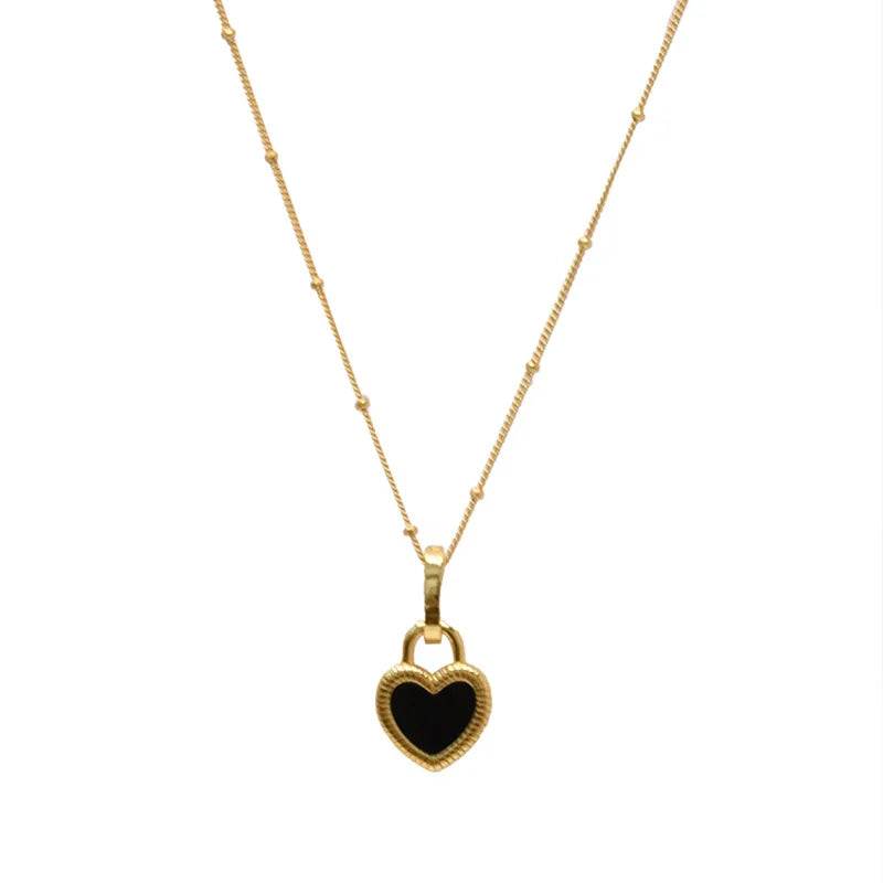 XIYANIKE Vintage Double Sided Heart Pendant Necklace For Women Girl Clavicle Chain Choker   Trendy Jewelry Gift Party