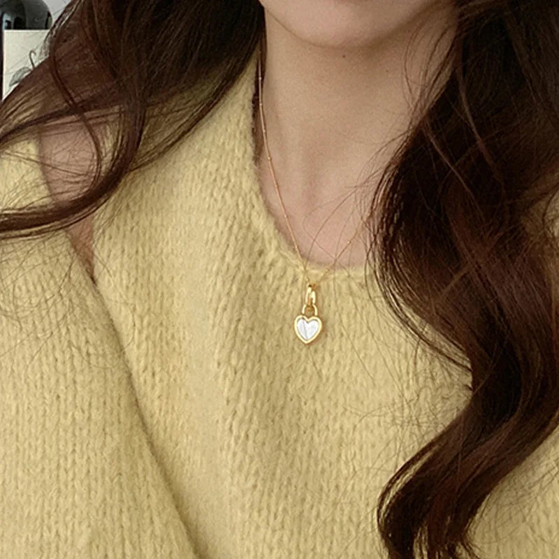 XIYANIKE Vintage Double Sided Heart Pendant Necklace For Women Girl Clavicle Chain Choker   Trendy Jewelry Gift Party