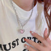 Y2K Accessories Peach Heart Water Drop Pendant Necklace Pink Crystal Egirl Sweet Cool Clavicle Chain Aesthetic Jewelry