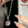 Y2K Accessories Peach Heart Water Drop Pendant Necklace Pink Crystal Egirl Sweet Cool Clavicle Chain Aesthetic Jewelry