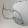 Y2K Accessories Peach Heart Water Drop Pendant Necklace Pink Crystal Egirl Sweet Cool Clavicle Chain Aesthetic Jewelry