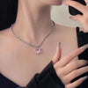 Y2K Accessories Peach Heart Water Drop Pendant Necklace Pink Crystal Egirl Sweet Cool Clavicle Chain Aesthetic Jewelry