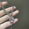 Y2K Accessories Peach Heart Water Drop Pendant Necklace Pink Crystal Egirl Sweet Cool Clavicle Chain Aesthetic Jewelry