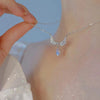 Y2K Crystal Butterfly Pendant Necklace Women Light   Egirl Punk Heart Grunge Clavicle Chain  Jewelry Party Gift 2023