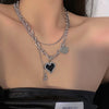 Y2K Crystal Butterfly Pendant Necklace Women Light   Egirl Punk Heart Grunge Clavicle Chain  Jewelry Party Gift 2023