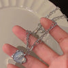 Y2K Crystal Butterfly Pendant Necklace Women Light   Egirl Punk Heart Grunge Clavicle Chain  Jewelry Party Gift 2023