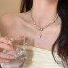 Y2K Crystal Butterfly Pendant Necklace Women Light   Egirl Punk Heart Grunge Clavicle Chain  Jewelry Party Gift 2023