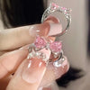 Y2K Pink Crystal Bowknot Zircon Rings for Women  Sweet Lovely Girl Open Adjustable Ring Kpop Party Jewelry Gift 2023