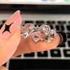 Y2K Pink Crystal Bowknot Zircon Rings for Women  Sweet Lovely Girl Open Adjustable Ring Kpop Party Jewelry Gift 2023