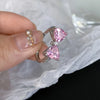Y2K Pink Crystal Bowknot Zircon Rings for Women  Sweet Lovely Girl Open Adjustable Ring Kpop Party Jewelry Gift 2023