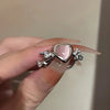 Y2K Pink Crystal Bowknot Zircon Rings for Women  Sweet Lovely Girl Open Adjustable Ring Kpop Party Jewelry Gift 2023