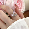 Y2K Pink Crystal Bowknot Zircon Rings for Women  Sweet Lovely Girl Open Adjustable Ring Kpop Party Jewelry Gift 2023