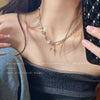 Y2K Retro Kpop Silver Color Pendant Necklaces For Women Gothic Zircon Heart Cross Tassel Necklace Punk Clavicle Choker Jewelry