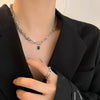 Y2K Star Heart Pendant Necklace for Women Egirl Korean Vintage Cow Leather Sweater Chain Pentagram Long Necklace Jewelry
