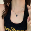 Y2K Star Heart Pendant Necklace for Women Egirl Korean Vintage Cow Leather Sweater Chain Pentagram Long Necklace Jewelry