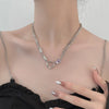 Y2K Star Heart Pendant Necklace for Women Egirl Korean Vintage Cow Leather Sweater Chain Pentagram Long Necklace Jewelry