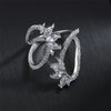 ZAKOL Cute White Geometric Zirconia Leaf Open Adjustable Rings for Women Party Jewelry  New