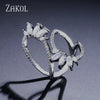 ZAKOL Cute White Geometric Zirconia Leaf Open Adjustable Rings for Women Party Jewelry  New