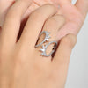 ZAKOL Cute White Geometric Zirconia Leaf Open Adjustable Rings for Women Party Jewelry  New