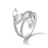 ZAKOL Cute White Geometric Zirconia Leaf Open Adjustable Rings for Women Party Jewelry  New