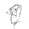 ZAKOL Cute White Geometric Zirconia Leaf Open Adjustable Rings for Women Party Jewelry  New
