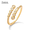 ZAKOL  3 Layers Irregular Zirconia Open Rings for Women Silver Color Ring Rectangle Shinny Jewelry