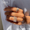 ZAKOL  3 Layers Irregular Zirconia Open Rings for Women Silver Color Ring Rectangle Shinny Jewelry