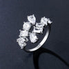 ZAKOL  3 Layers Irregular Zirconia Open Rings for Women Silver Color Ring Rectangle Shinny Jewelry