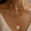 ZOSHI   Multi Layer Chains Necklace for Women Summer  Jewelry Gold Plated Round Chip Pendant Tassel Necklace