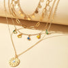 ZOSHI   Multi Layer Chains Necklace for Women Summer  Jewelry Gold Plated Round Chip Pendant Tassel Necklace