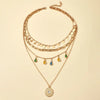ZOSHI   Multi Layer Chains Necklace for Women Summer  Jewelry Gold Plated Round Chip Pendant Tassel Necklace