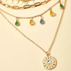 ZOSHI   Multi Layer Chains Necklace for Women Summer  Jewelry Gold Plated Round Chip Pendant Tassel Necklace