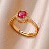 Zircon Crystal Rings for Women Stainless Steel Gold Plated Ring  Trend Couple Wedding Jewelry   anillos mujer