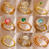 Zircon Crystal Rings for Women Stainless Steel Gold Plated Ring  Trend Couple Wedding Jewelry   anillos mujer