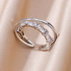 Zircon Crystal Rings for Women Stainless Steel Gold Plated Ring  Trend Couple Wedding Jewelry   anillos mujer