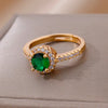 Zircon Crystal Rings for Women Stainless Steel Gold Plated Ring  Trend Couple Wedding Jewelry   anillos mujer