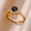 Zircon Crystal Rings for Women Stainless Steel Gold Plated Ring  Trend Couple Wedding Jewelry   anillos mujer