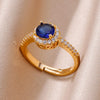 Zircon Crystal Rings for Women Stainless Steel Gold Plated Ring  Trend Couple Wedding Jewelry   anillos mujer
